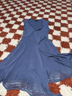 Peruvian Connection Blue Knit Midi Dress